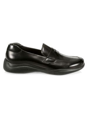 Prada Spazzolato Rois Leather Penny Loafers on SALE 